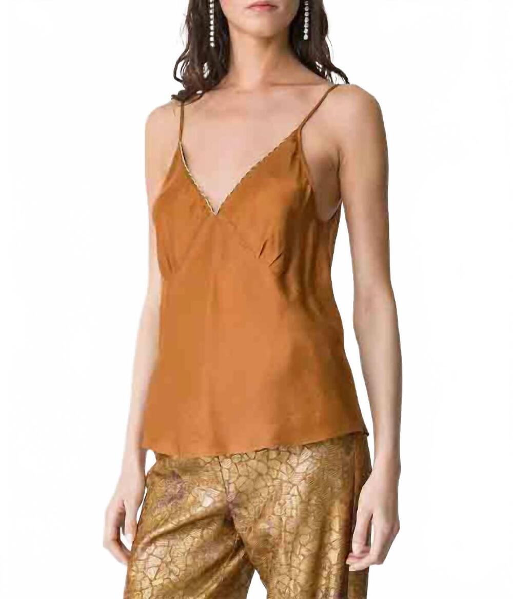 NEW FORTE FORTE habotai embroidered silk top in bronze